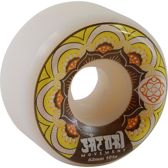 Satori Mandala 52mm 101a White/Yellow Skateboard Wheels (Set of 4)