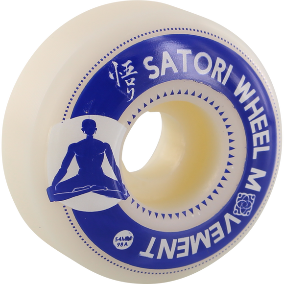 Satori Meditation 54mm 98a White/Blue Skateboard Wheels (Set of 4)