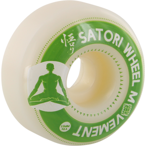 Satori Meditation 55mm 98a White/Green Skateboard Wheels (Set of 4)