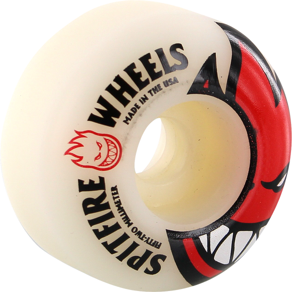 Spitfire Bighead 52mm White W/Red Skateboard Wheels (Set of 4)