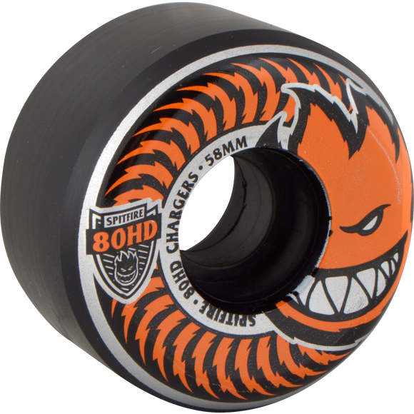 Spitfire 80hd Charger Conical 58mm Black/Orange Skateboard Wheels (Set of 4) | Universo Extremo Boards Skate & Surf