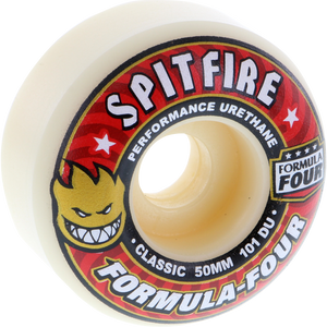 Spitfire F4 101a Classic 50mm White W/Red Skateboard Wheels (Set of 4)