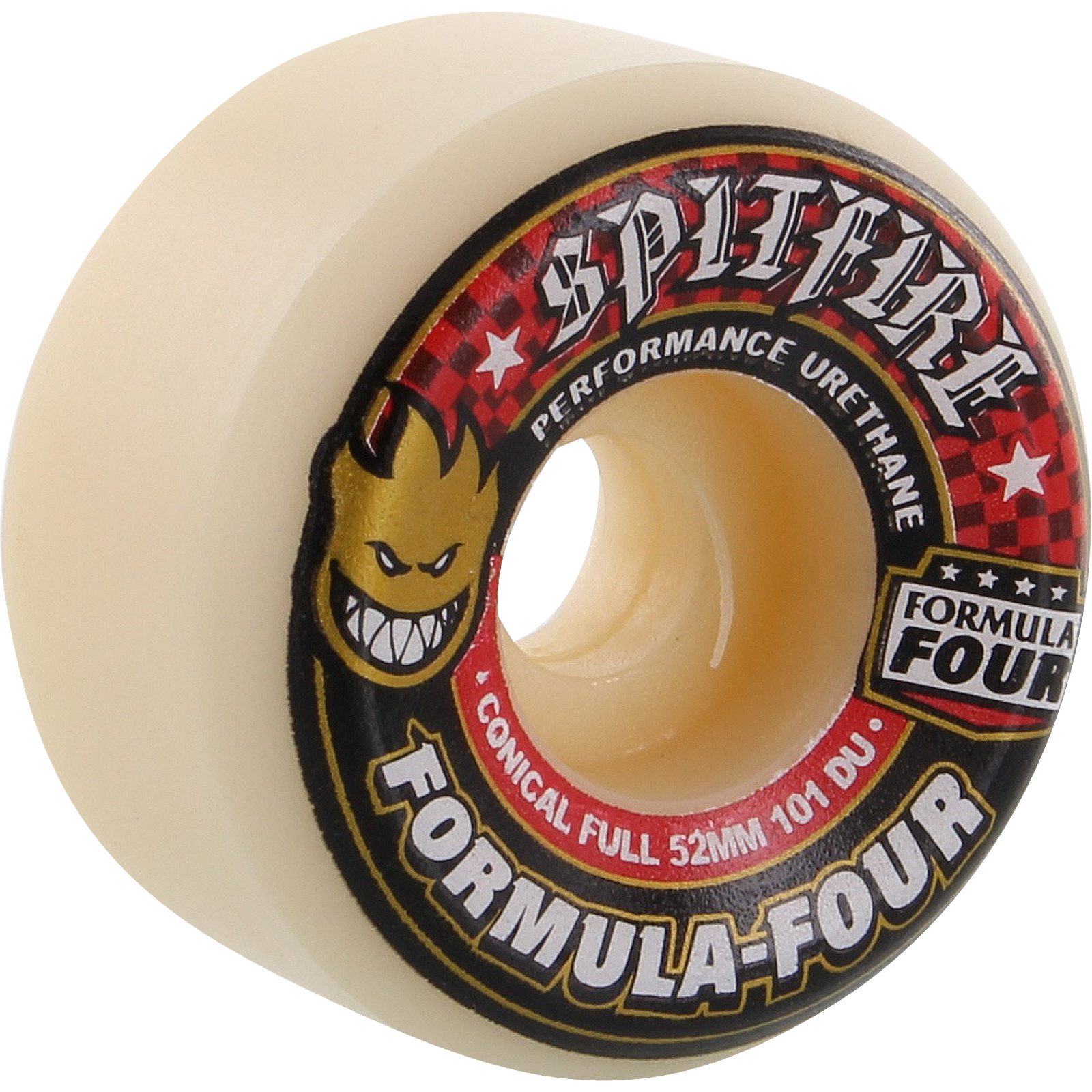 Spitfire F4 101a Conical Full 54mm White W/Red Skateboard Wheels (Set of 4)