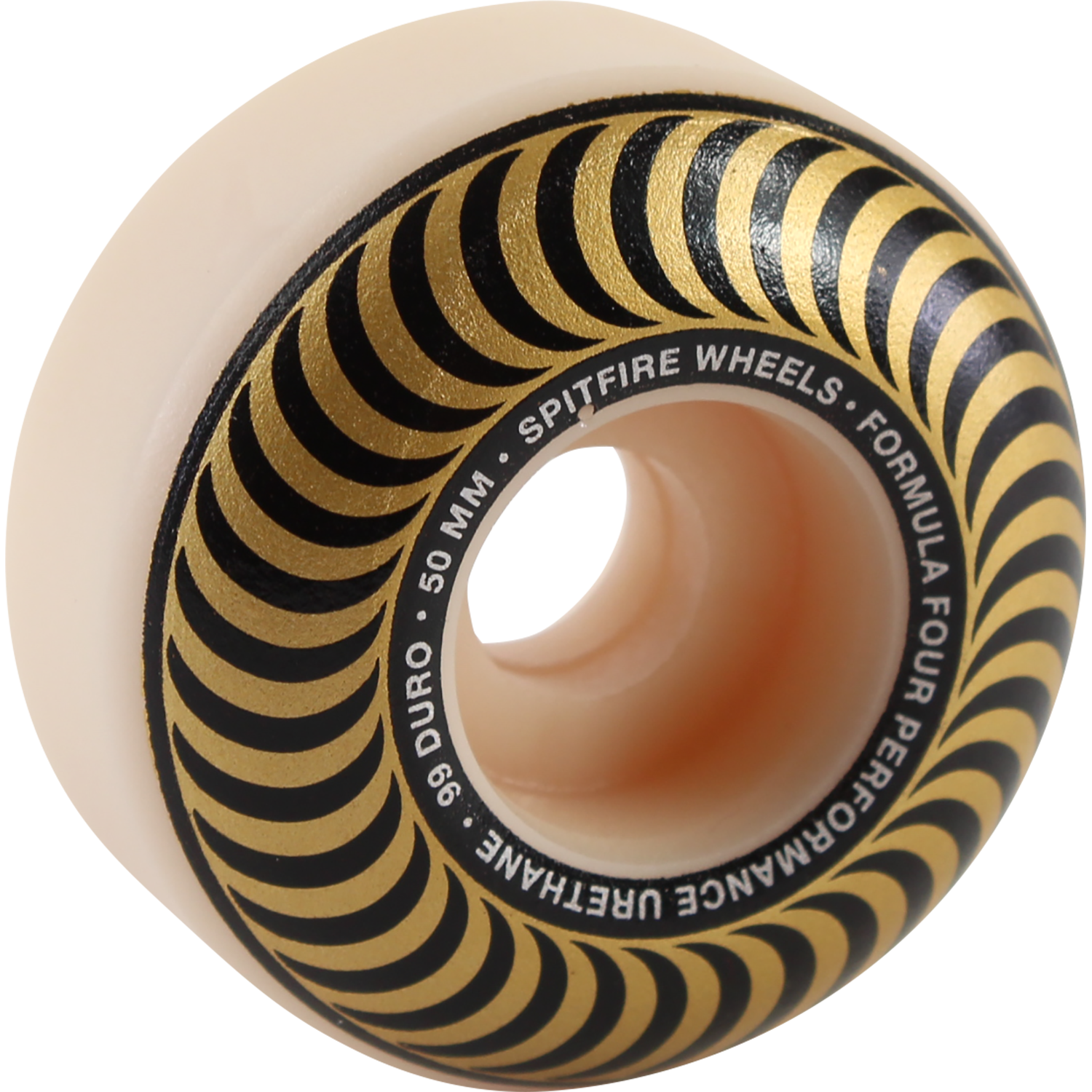 Spitfire F4 99a Classic Swirl 50mm White W/Bronze Skateboard Wheels (Set of 4)