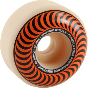 Spitfire F4 99a Classic Swirl 53mm White W/Orange Skateboard Wheels (Set of 4)