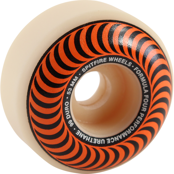 Spitfire F4 99a Classic Swirl 53mm White W/Orange Skateboard Wheels (Set of 4)