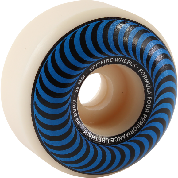 Spitfire F4 99a Classic Swirl 56mm White W/Blue Skateboard Wheels (Set of 4)