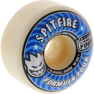 Spitfire F4 99a Classic 60mm White W/Blue Skateboard Wheels (Set of 4)