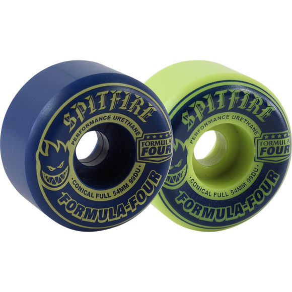 Spitfire F4 99a Conical Full 54mm Navy/Lime Mash Skateboard Wheels (Set of 4)