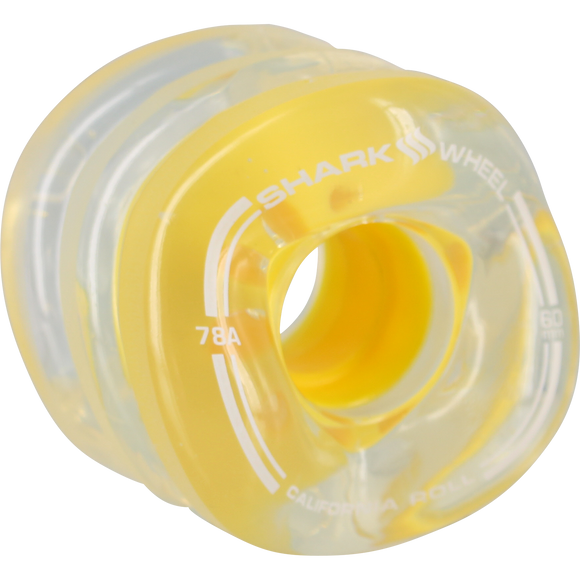 Shark California Roll 60mm 78a Clear W/Yellow Hub Skateboard Wheels (Set of 4)