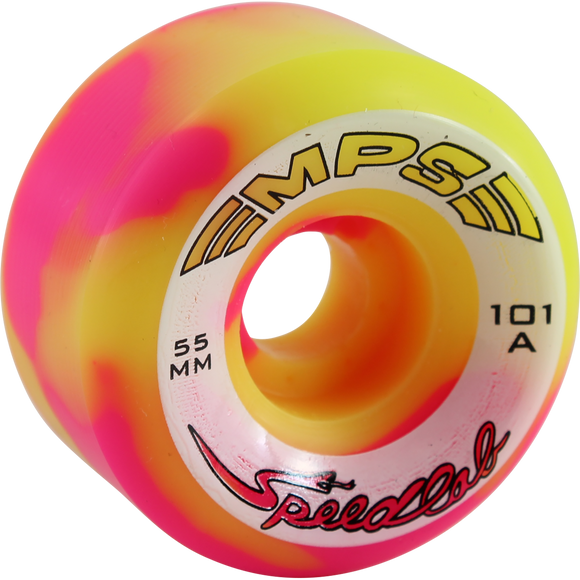 Speedlab Mps 55mm 101a Pink/Yellow Swirl Skateboard Wheels (Set of 4)