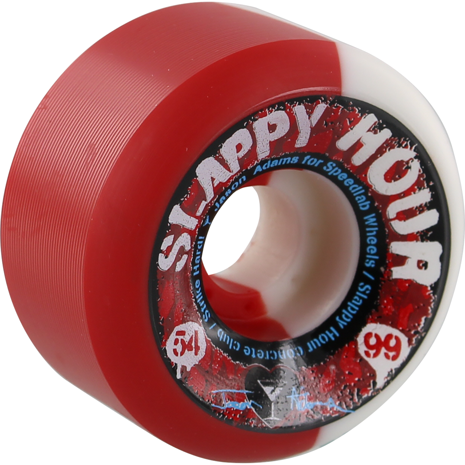 Speedlab Adams Slappy Hour 54mm 99a White/Red Swirl Skateboard Wheels (Set of 4)