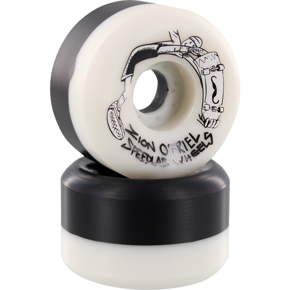 Speedlab Zion O'Friel Pro 54mm 101a White/Black Split Skateboard Wheels (Set of 4)