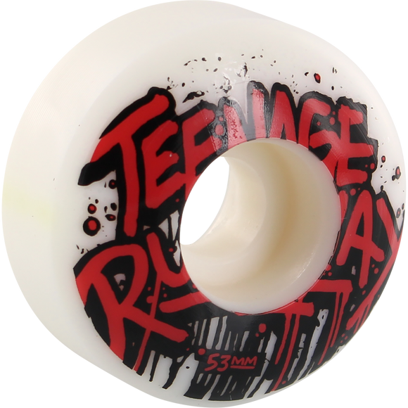 Teenage Runaway Tru Basic Logo 53mm White/Red/Black Skateboard Wheels (Set of 4)