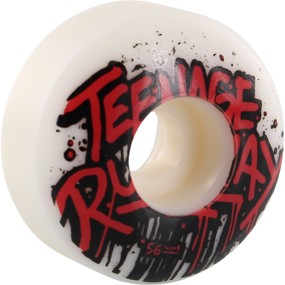 Teenage Runaway Tru Basic Logo 56mm White/Red/Black Skateboard Wheels (Set of 4)