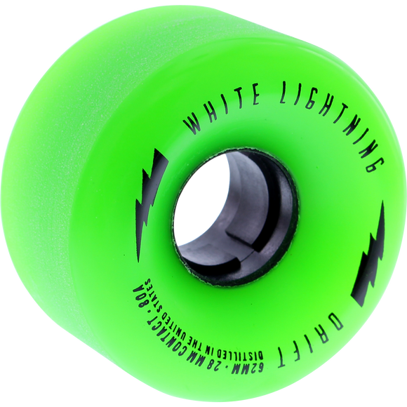 White Lightning 62mm 80a Drift Center-Set Green/Black Longboard Skateboard Wheels (Set of 4) | Universo Extremo Boards Skate & Surf