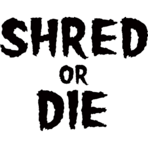 Shred Stickers - Shred Or Die Stack Black 5.5"x4 - Single