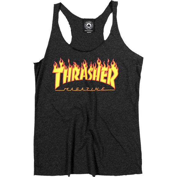 Thrasher Girls Flames Racerback Tank Size: LARGE Black