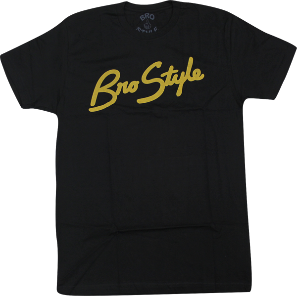 Bro Style Script Short Sleeve T-Shirt - Size: SMALL Black