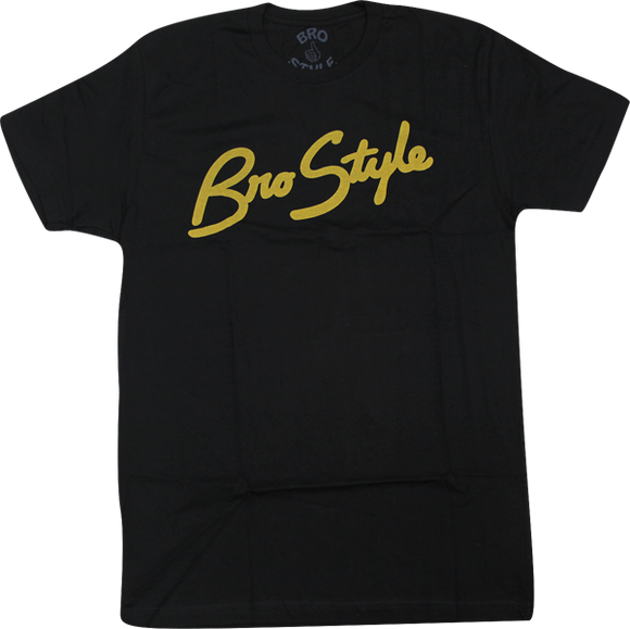 Bro Style Script T-Shirt - Size: SMALL Black