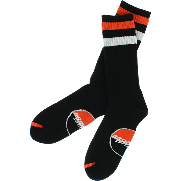 Bronson Racing Stripes Crew Socks Black - Single Pair 