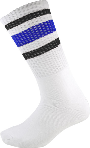 Socco Socks Large/X-Large Crew Stripe White/Black/Blue - Single Pair