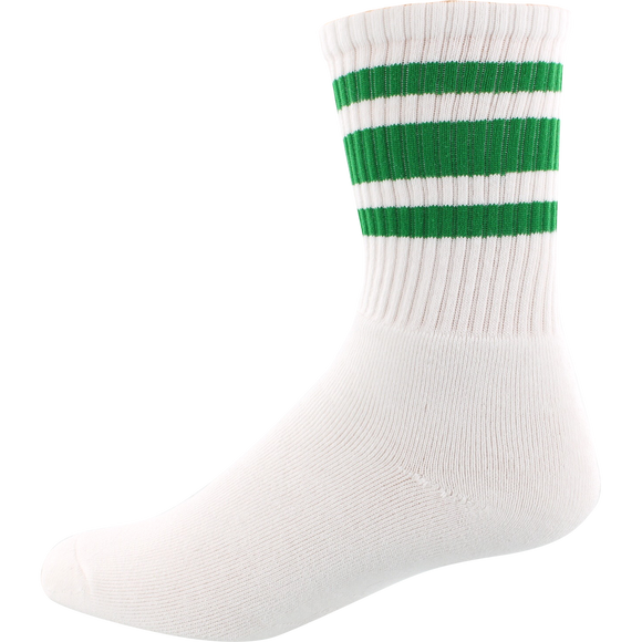 Socco Socks Large/X-Large Crew Stripe White/Green - Single Pair 