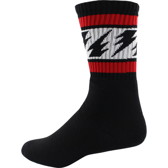 Socco Socks Small/Medium Crew Vallely Bolts Black/Red/White - Single Pair 
