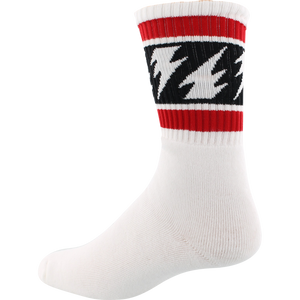 Socco Socks Large/X-Large Crew Vallely Bolts White/Red/Bk - Single Pair
