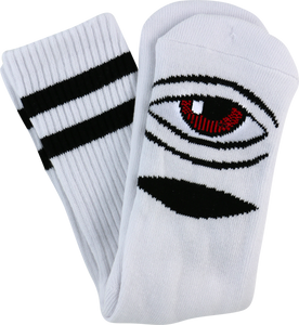 Toy Machine Sect Eye Crew Socks-White - Single Pair