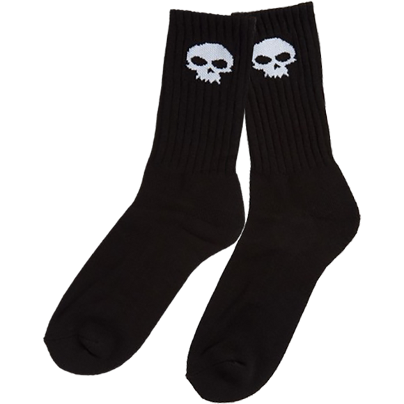 Zero Skull Crew Socks Black/White - Single Pair
