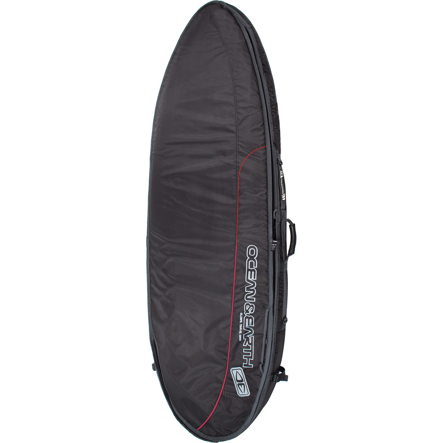 O&E Ocean & Earth Double Wide Shortboard Cover 6'4" Black/Red/Grey