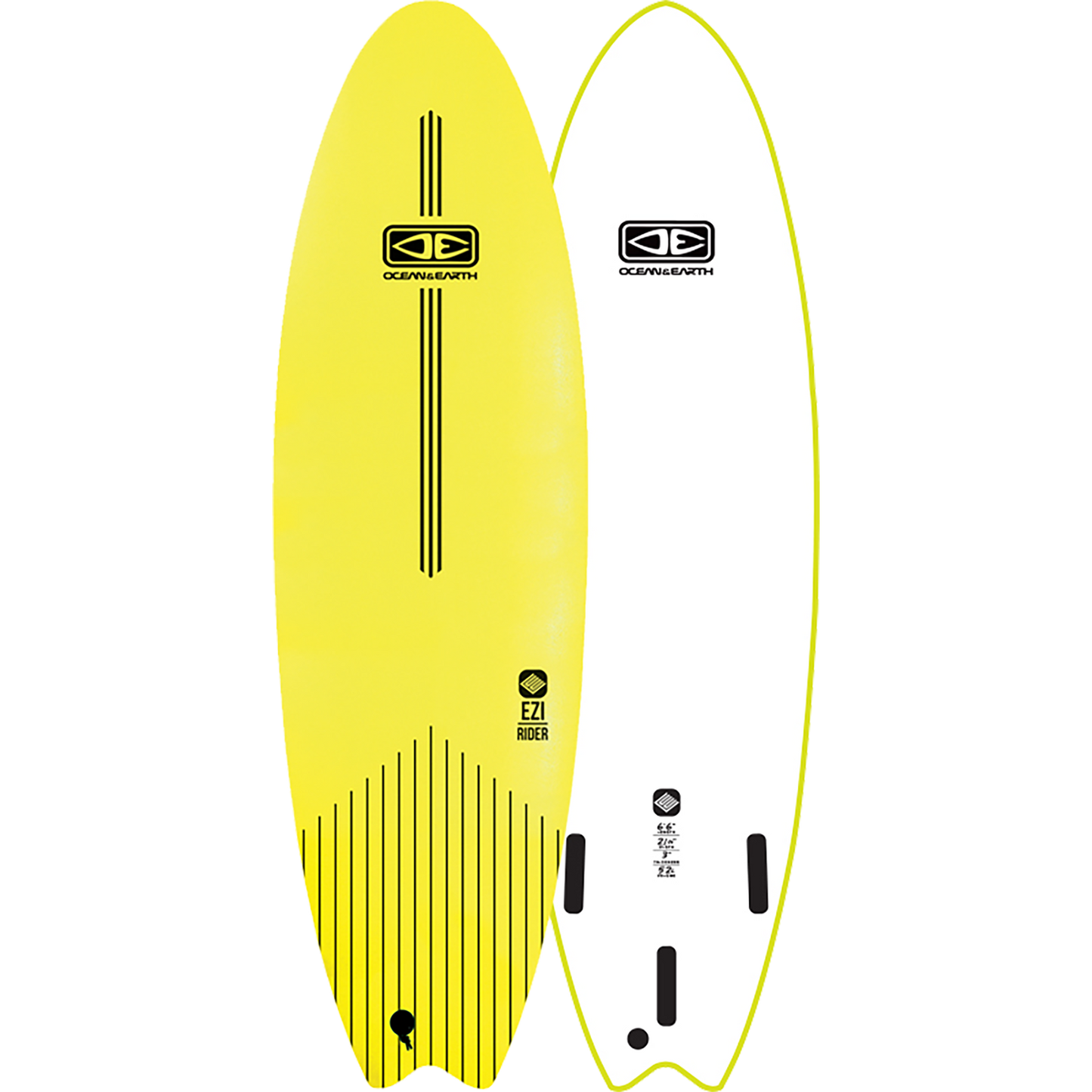O&E Ocean & Earth Ezi-Rider Softboard 6'6" Lime Electric Yellow - Surfboard