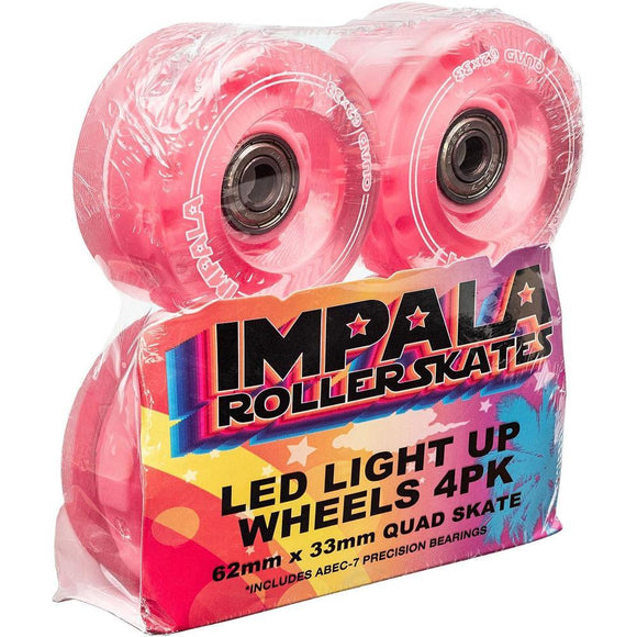 Impala Light-Up Led Wheel With Bearings 62mm 82a Pink - 4 Pack