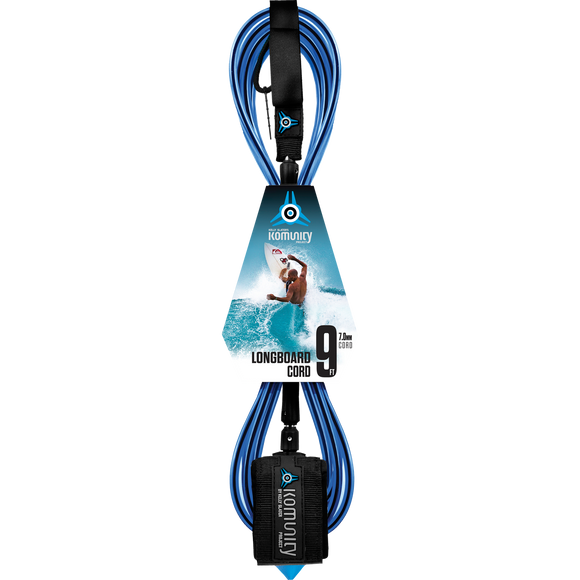 Komunity Project 9' Longboard Ankle Surfboard Leash 7mm -  Blue  | Universo Extremo Boards Surf & Skate