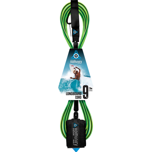Komunity Project 9' Longboard Ankle Surfboard Leash 7mm -  Lime  | Universo Extremo Boards Surf & Skate