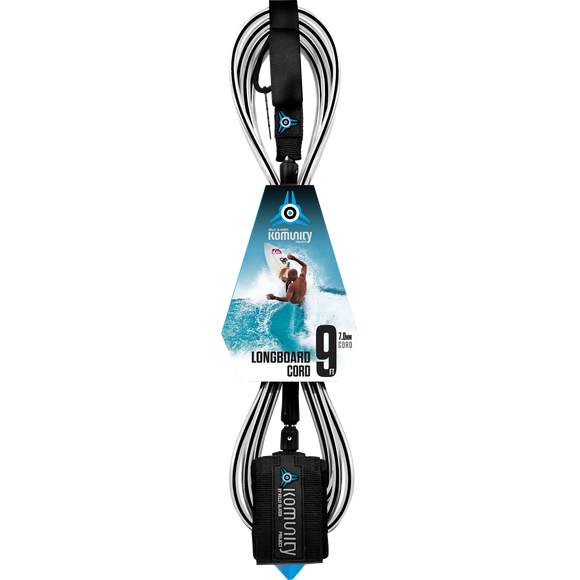 Komunity Project 9' Longboard Ankle Surfboard Leash 7mm -  Black  | Universo Extremo Boards Surf & Skate