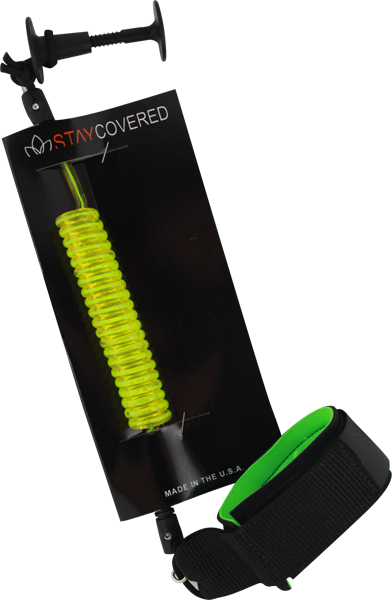 Stay Covered Coiled Body Board Surfboard Leash - Neon Green  | Universo Extremo Boards Surf & Skate