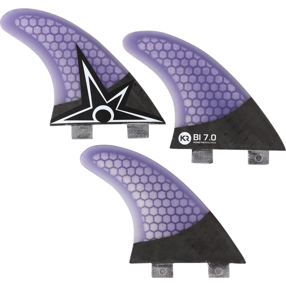 Kinetik Racing B.Irons Carbo Tune Sml Fcs Purple/Black Surfboard FIN  -  SET OF 3PCS