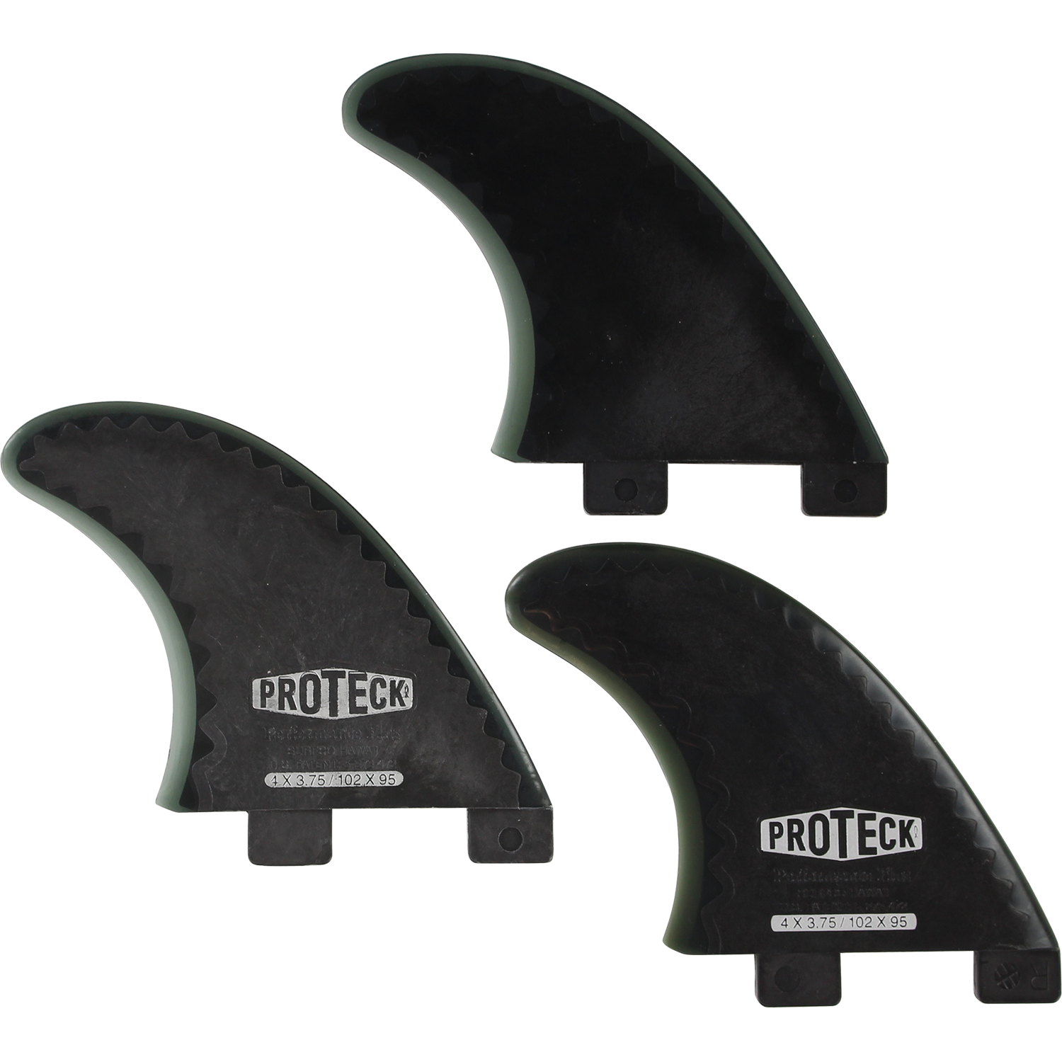 Proteck Perform Fcs Grom Thruster Set 4.0 Black Surfboard FIN  -  SET OF 3PCS