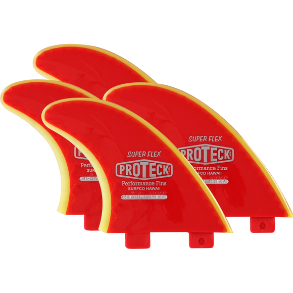 Proteck Super Flex Fcs Sup Quad Set 4.5 Red/Yellow Surfboard FIN  -  SET OF 4PCS