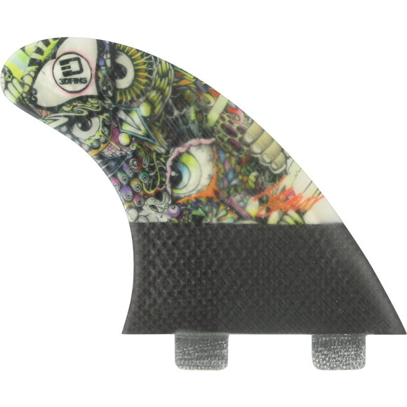 3D Darkside Carbon Twin-Tab 5.0 Wise Owl Surfboard FIN  -  SET OF 3PCS