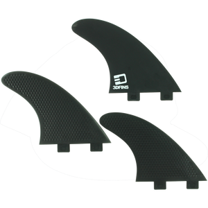 3D xcs Lite Twin-Tab 7.0 Kerr Black Surfboard FIN  -  SET OF 3PCS