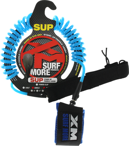 XM SUP Coiled Regular Ankle Leash 8' Blue | Universo Extremo Boards Surf & Skate