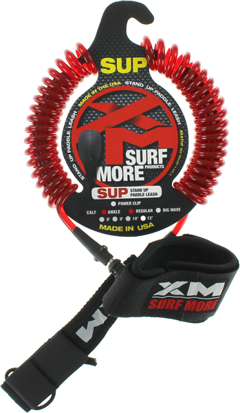 XM SUP Coiled Regular Ankle Leash 8' Clear Red | Universo Extremo Boards Surf & Skate