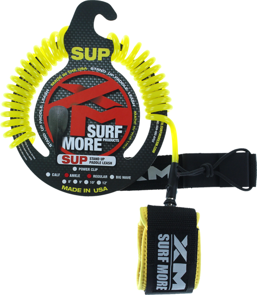 XM SUP Coiled Regular Ankle Leash 9' Yellow | Universo Extremo Boards Surf & Skate