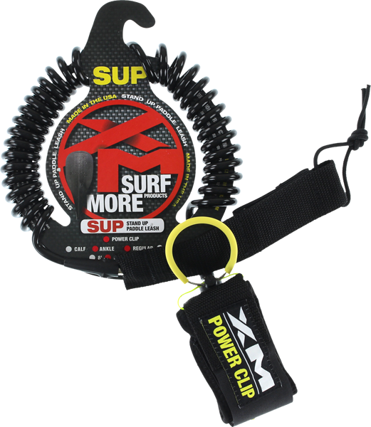 XM SUP Power-Clip Coiled Reg Ankle Leash 9' Black | Universo Extremo Boards Surf & Skate