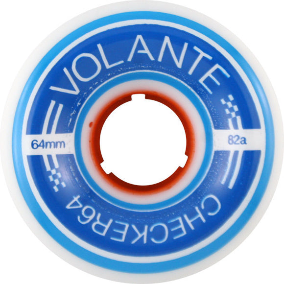 Volante Center-Set Check Mini 64mm 82a White/Orange/Blue Skate Wheels (Set of 4) - Universo Extremo Boards