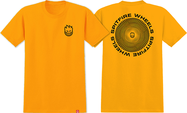 Spitfire Classic Vortex T-Shirt - Size: MEDIUM Gld/Black