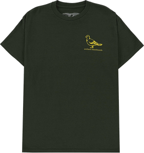 Antihero Basic Pigeon T-Shirt - Size: SMALL Forest Green/Yellow
